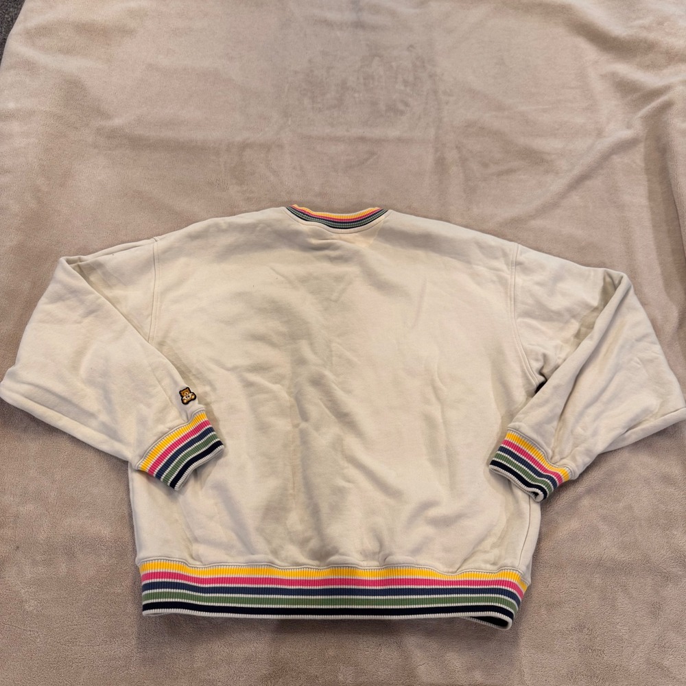 Teddy Fresh Rainbow Striped Crewneck Sweatshirt Streetwear Retro Pastel Sz L - Picture 9 of 10